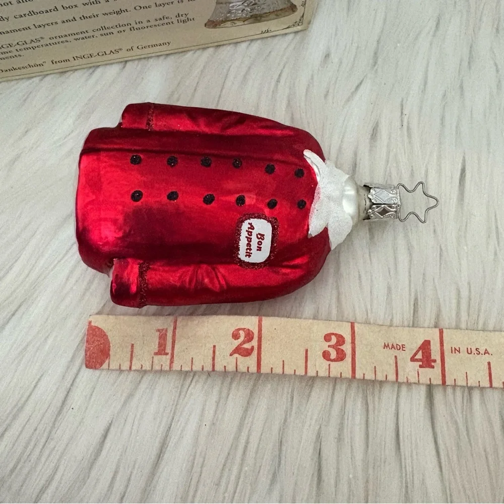 Inge-Glass Red Bon Apetit Chef’s Coat Glass Ornament